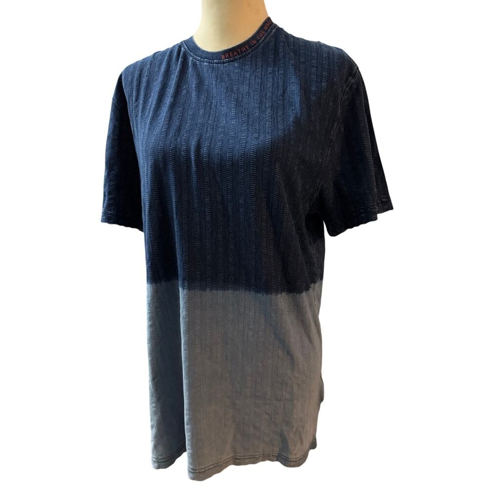 Being Human Blue Ombre Textured Knit Tee, Breathe In The Magic, Men's Size XL